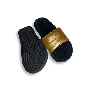 Gold Nike Slides